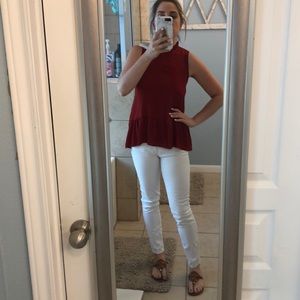 High neck ruffle tank